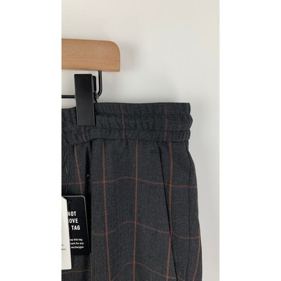 Express Mens Extra Slim Brown Plaid Luxe Comfort Soft Drawstring Dress Pant XL - Picture 6 of 9